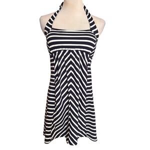 Lands End Swim Dress Women Size 6 Stretch Built in Bra Underwire Tankini Top